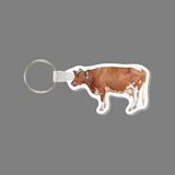 Custom Key Ring & Full Color Punch Tag W/ Tab - Standing Cow