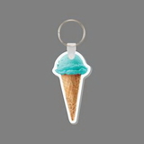 Key Ring & Full Color Punch Tag - Blue Ice Cream Cone