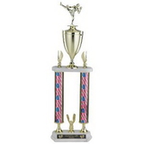 Custom Double Column Stars & Stripes Trophy w/Cup & Eagle Trim (27 1/2