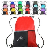 Custom Dual Pocket Drawstring Backpack, 18