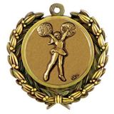 Custom Stock Cheerleading Medal w/ Wreath Edge (1 1/2
