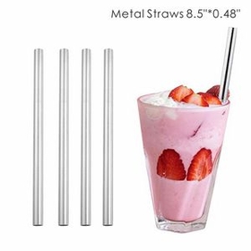 Custom 0.48 Inch Wide Straight Metal Straws, 8.5 Inch Length, 0.40 Inch Diameter, 215*10 MM, 0.48" Diameter x 8.5" H