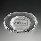 Custom Oval shaped paperweight optical crystal award/trophy.3/4 inch high, 4 1/2