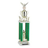 Custom Purple Splash Figure Topped 4-Column Trophy w/Cup & 2