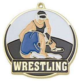 Custom 2" High Tech Medallion Wrestling In Gold