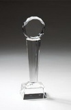 Custom Merlon Optic Crystal Faceted Tower Trophy Award - 9 1/4
