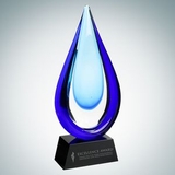 Custom Art Glass Aquatic Award with Black Base (L), 13 1/2