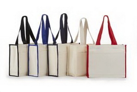 Custom Canvas Tote Bag with Color Handles, 14" L x 12" H x 5" D