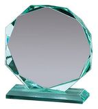 Blank Premium Jade Glass Octagon Award Mounted on Glass Base (6 1/2