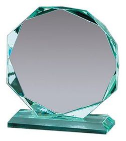 Blank Premium Jade Glass Octagon Award Mounted on Glass Base (6 1/2"x7 1/2")