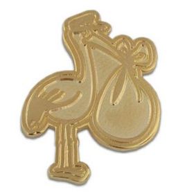 Blank Stork Pin- Gold Or Silver, 3/4" H