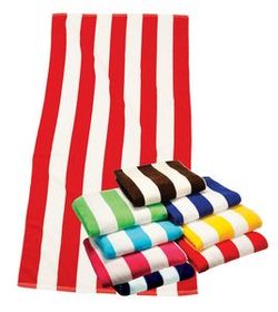 Custom Plush Embroidered Mid Weight Cabana Striped Beach Towel (35"x60")