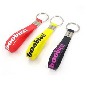 Custom Debossed/Color-Filled Silicone Wristband with Keychain, 8" L x 1/2" W