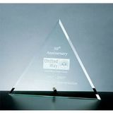 Custom Large Beveled Triangle Jade Glass Award w/ Aluminum Pole (11 1/2
