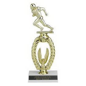 Custom Sports Trophy w/White Plastic Base & Figure Riser (10 1/2")