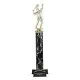 Custom Single Marbled Column Trophy w/Figure Mount & Star Base (15