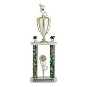 Custom Double Column Football Trophy w/Figure & Cup (27 1/2")