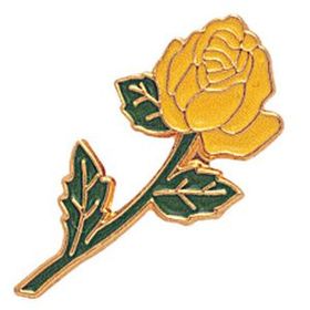 Blank Long-Stem Yellow Rose Award Pin, 7/8" L