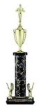 Custom Single Marbled Column Trophy w/Cup & Figure Mount (23 1/2