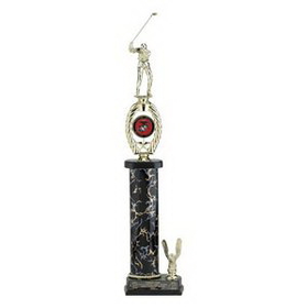 Custom 22 1/2" Single Marbled Column Trophy w/Figure & 2" Insert (Both Sold Separately)