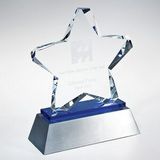 Custom Twinkle Star Blue Reflective Crystal Award in Aluminum Base (Screen Printed