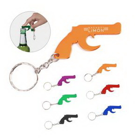 Custom Gun Shaped Bottle Opener With Key Chain, 2.05" H x 1.2" W