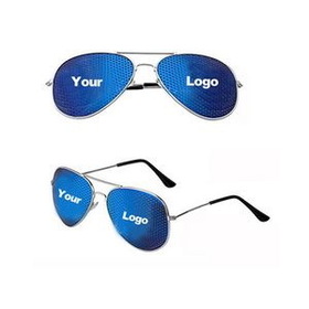 Custom Decal Metal Frame Aviator Style Sunglasses, 5 1/2" L x 2 1/10" W x 5" H