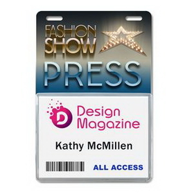 Custom Mega Xpress Permanent Event Name Badges with Pouch, 4.5 x 6", 2-sides