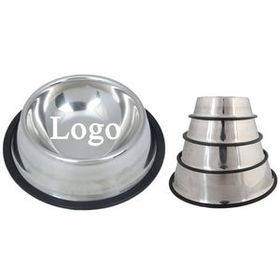 Custom Stainless Steel No Slip Dog Bowls With Rubber Base, 6 3/10" L x 8 2/5" W x 1.9" H