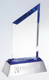 Custom Blue Sail Crystal Award on Aluminum Base, 6