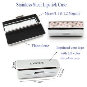 Custom Stainless Steel Lipstick Case, 3 1/16" L x 15/16" W x 1 1/8" H