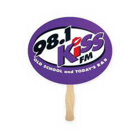 Custom Oval Lightweight Full Color Single Sided Paper Hand Fan, 8 1/4" L x 5 1/4" W