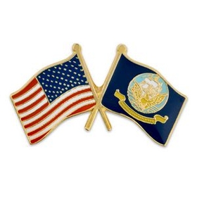 Blank U.S. And Navy Flag Pin, 1 1/8" W X 1/2" H