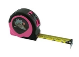 Custom Women's Pink Retractable Power Tape Measure w/ Dome Label (25'x1