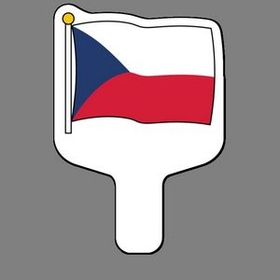 Custom Hand Held Fan W/ Full Color Flag Of Czech Republic, 7 1/2" W x 11" H