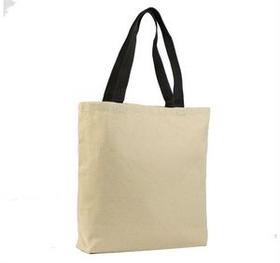 Custom Cotton Canvas Tote with color handles, 15" W x 15" H x 3" D