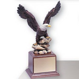 Custom 12 1/4" Hand Painted Resin Eagle Trophy on Wood Base