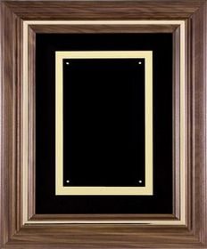 Blank Walnut Plaque w/ Gold Inlay/ Black Velour/ Black Plate (12 1/2"x15 1/2")