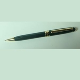 Custom Ebony Brass Ball Point Pen - Green w/Gold Accent