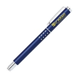 Custom Matte Blue Brass Roller Ball Pen w/Chrome Trim