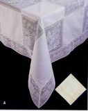 Perma Press 44"x44" Square Tablecloth & 4 Napkins With Filet Lace