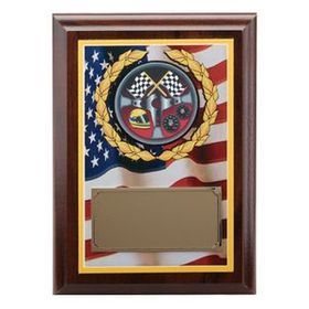 5"x7" U.S. Flag Digital Photo Plaque w/Gold Plate & Takes Mylar Insert