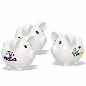 White Ceramic Piggy Bank (Big/Round)Personalised Piggy Banks, Custom Logo Piggy Banks for Kid, 5.75" H x 5.25" Diameter x 5" Diameter