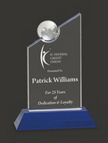 Custom World Class Leadership Crystal Globe Tower Award, 8 1/4