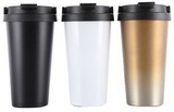 Custom 16oz Double Wall Stainless Steel Travel Tumbler With Plastic Cap, 3.4