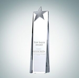 Custom Metal Star Tower Optical Crystal Award (Large), 10 1/4