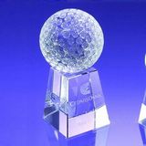 Custom Awards-crystal golf ballwith base.8 inch high, 4 1/2