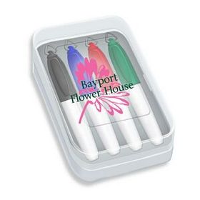 Custom Mini Dry Erase Marker Four Pack, 3" W X 4" H X 1" D
