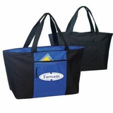 Custom Large Poly Zippered Tote Bag w/ Front Pocket, 25