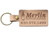 Custom Large Rectangle Natural Leather Riveted Key Tag